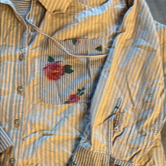 Free People We The Free About to Slide Hoodie Shirt - Floral Striped - Picture 5 of 6